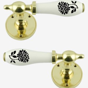 Black Dahlia Lever Door Handle On Rose (Pair)