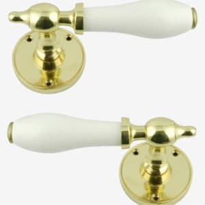 White Lever Door Handle On Rose (Pair)