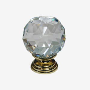 Clear Glass Cupboard Knob Polished Gold Base