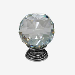 Clear Glass Cupboard Knob Polished Chrome Base