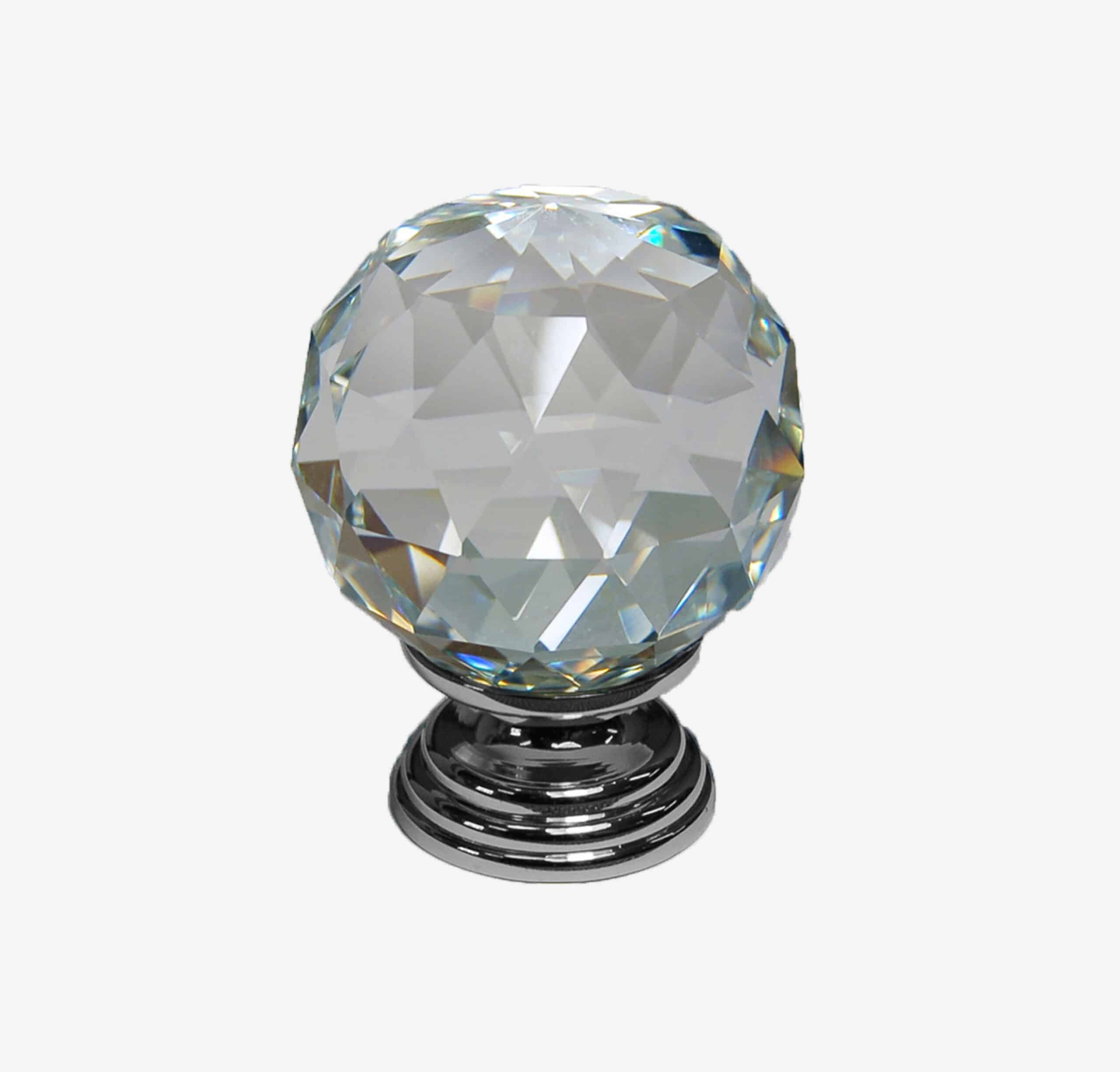 Clear Glass Cupboard Knob Polished Chrome Base