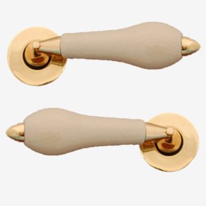 Cream Crackle Chamonix Lever Handle On Rose (Pair)