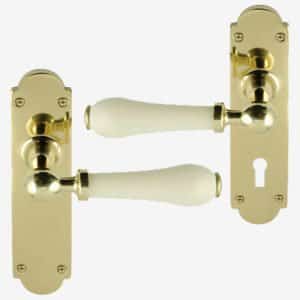 Cream Lever Door Handle On Backplate (Pair)