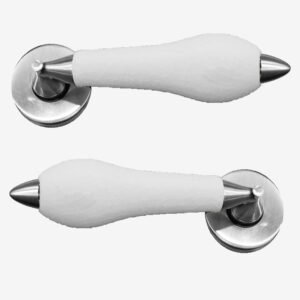 White Crackle Chamonix Lever Handle On Rose (Pair)