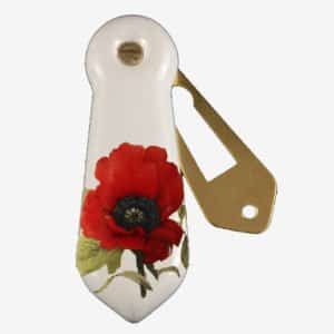 Red Poppy Porcelain Escutcheon / Keyhole Cover