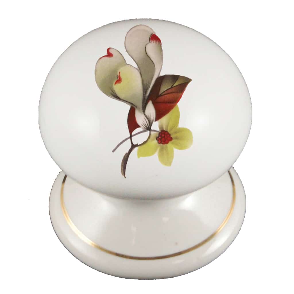 White Orchid Porcelain One Piece Wardrobe Knob