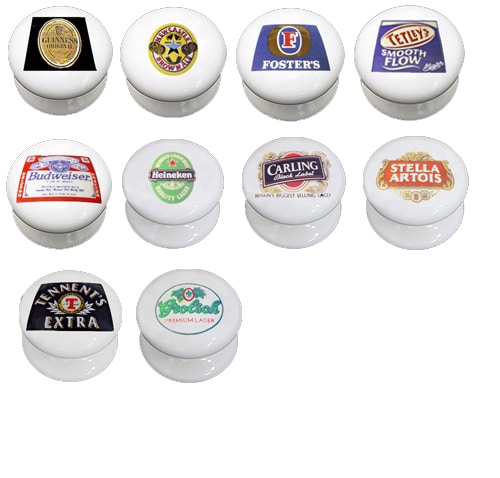 Beer Branded Porcelain Victorian Cupboard Knob White