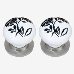 Black Dahlia Porcelain Door Knobs (Pair)