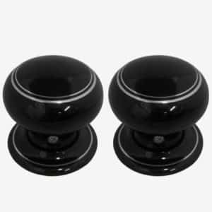 Black Porcelain Double Chromeline Door Knobs
