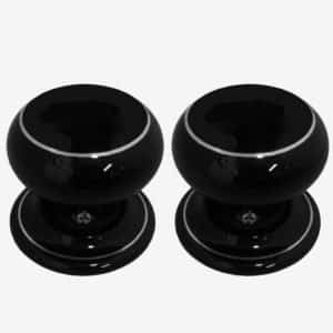 Black Porcelain Single Chromeline Door Knobs