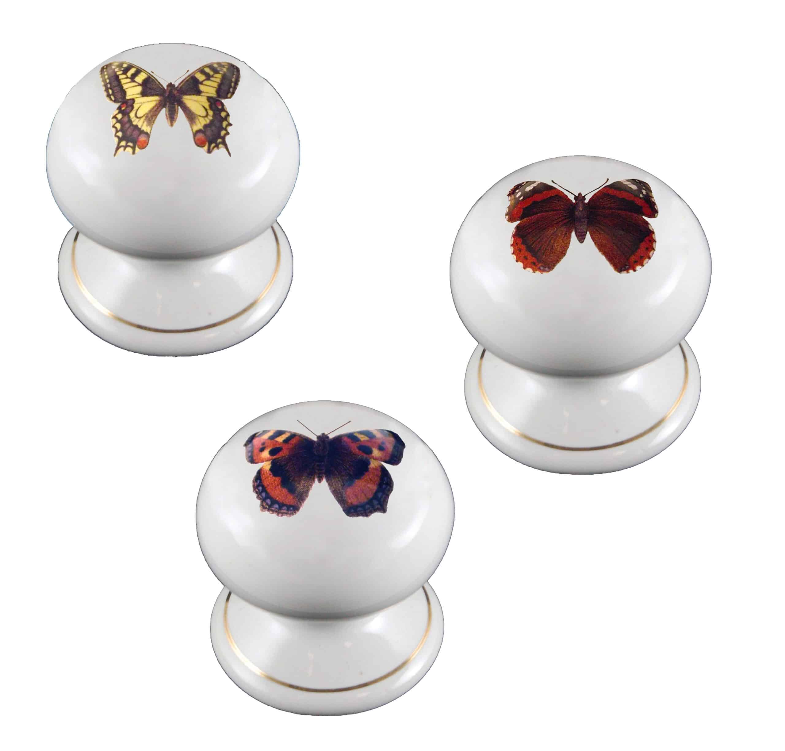 Butterfly Porcelain One Piece Wardrobe Knob