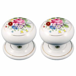 Floral Chintz Porcelain Door Knobs (Pair)