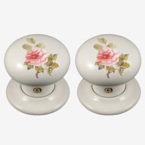 Pink Peony Porcelain Door Knobs (Pair)