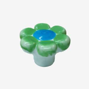 Flower Shaped Cupboard Knob Green