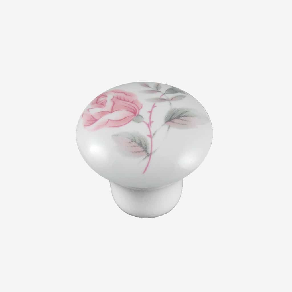 Porcelain Cupboard Knob June Rose Design