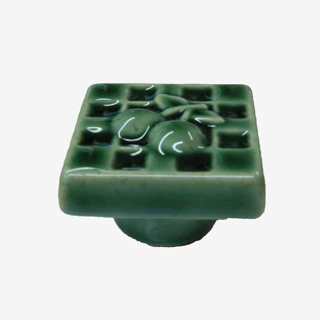Square Shaped Kitchen Knob Green Cherry