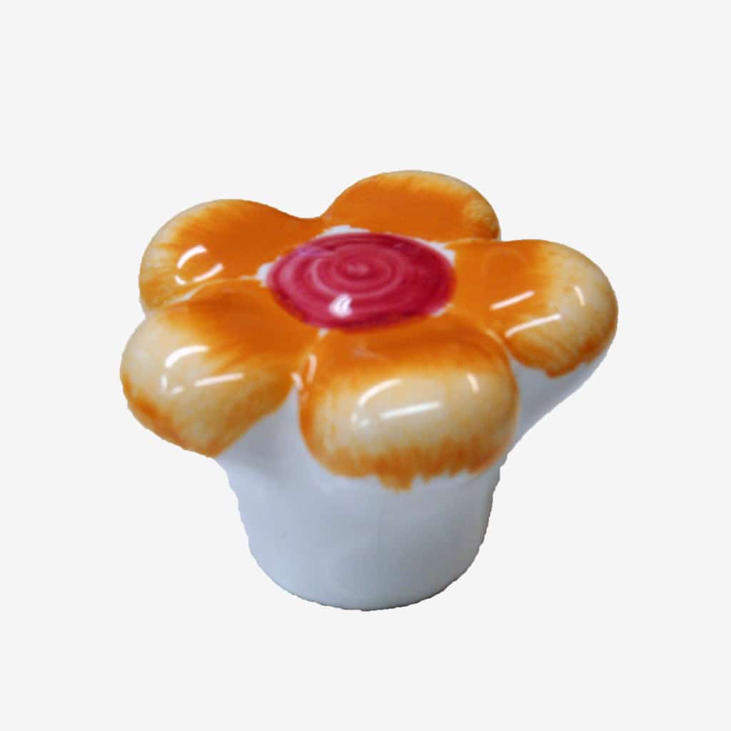 Flower Shaped Cupboard Knob Orange