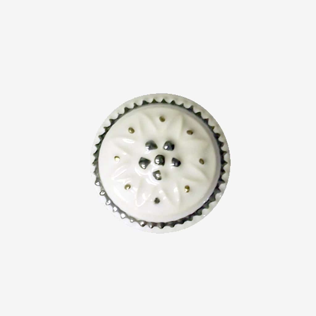 Porcelain Cupboard Knob White Chrome Base - Image 2
