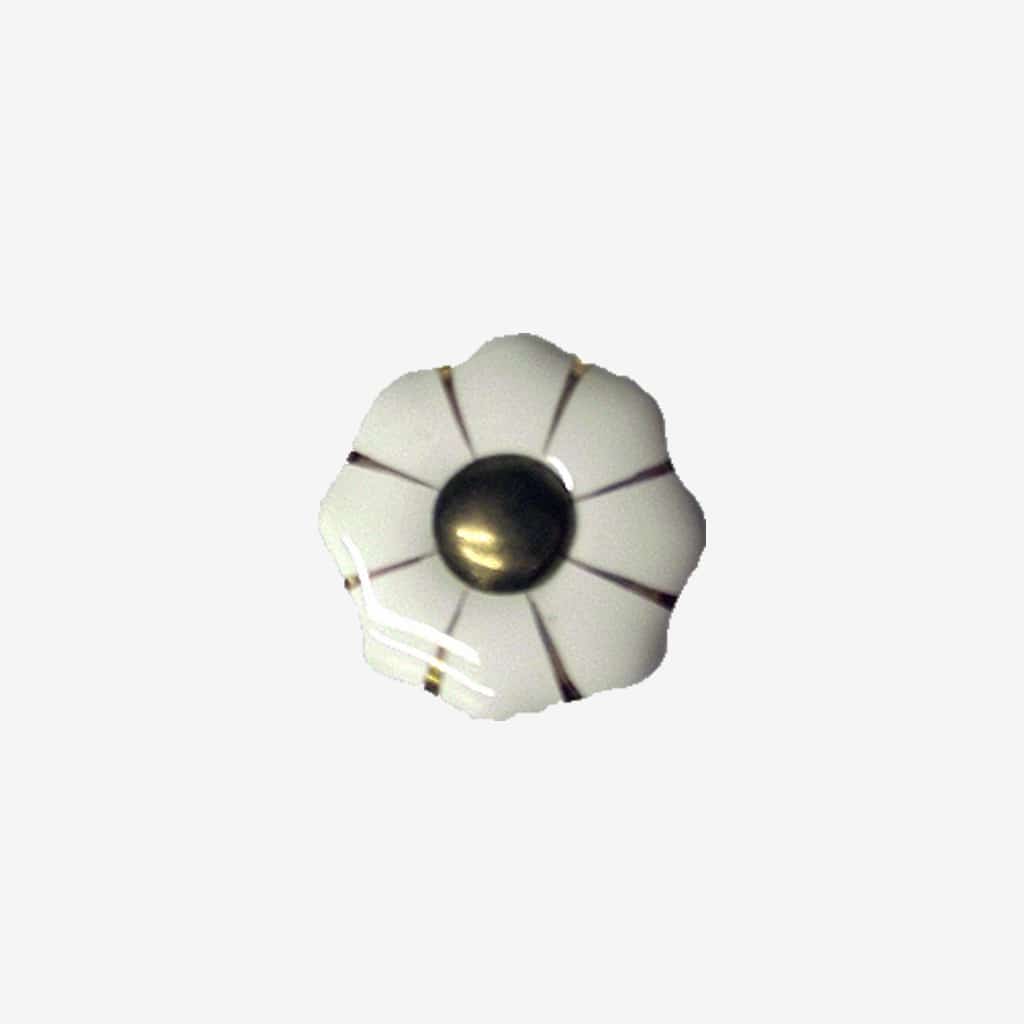 Porcelain Cupboard Knob White Antique Brass - Image 2