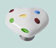 Porcelain Novelty Heart Shaped Knob Polka Dots Design