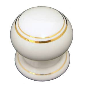 White Double Goldline One Piece Cupboard Knob