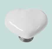 White Porcelain Novelty Heart Shaped Knob