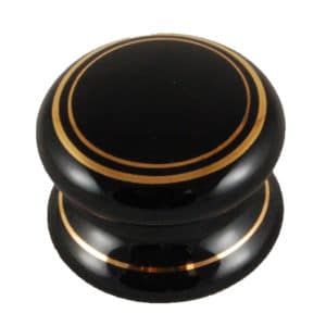 Black Double Goldline Porcelain Victorian Cupboard Knob
