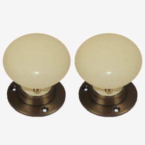 Cream Porcelain Door Knob Mounted Plain Rose (Pair)