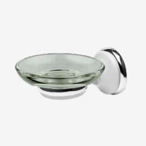 Chrome & Ceramic Bathroom Glass Soap Dish