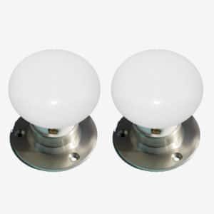 White Porcelain Door Knob Mounted Plain Rose (Pair)