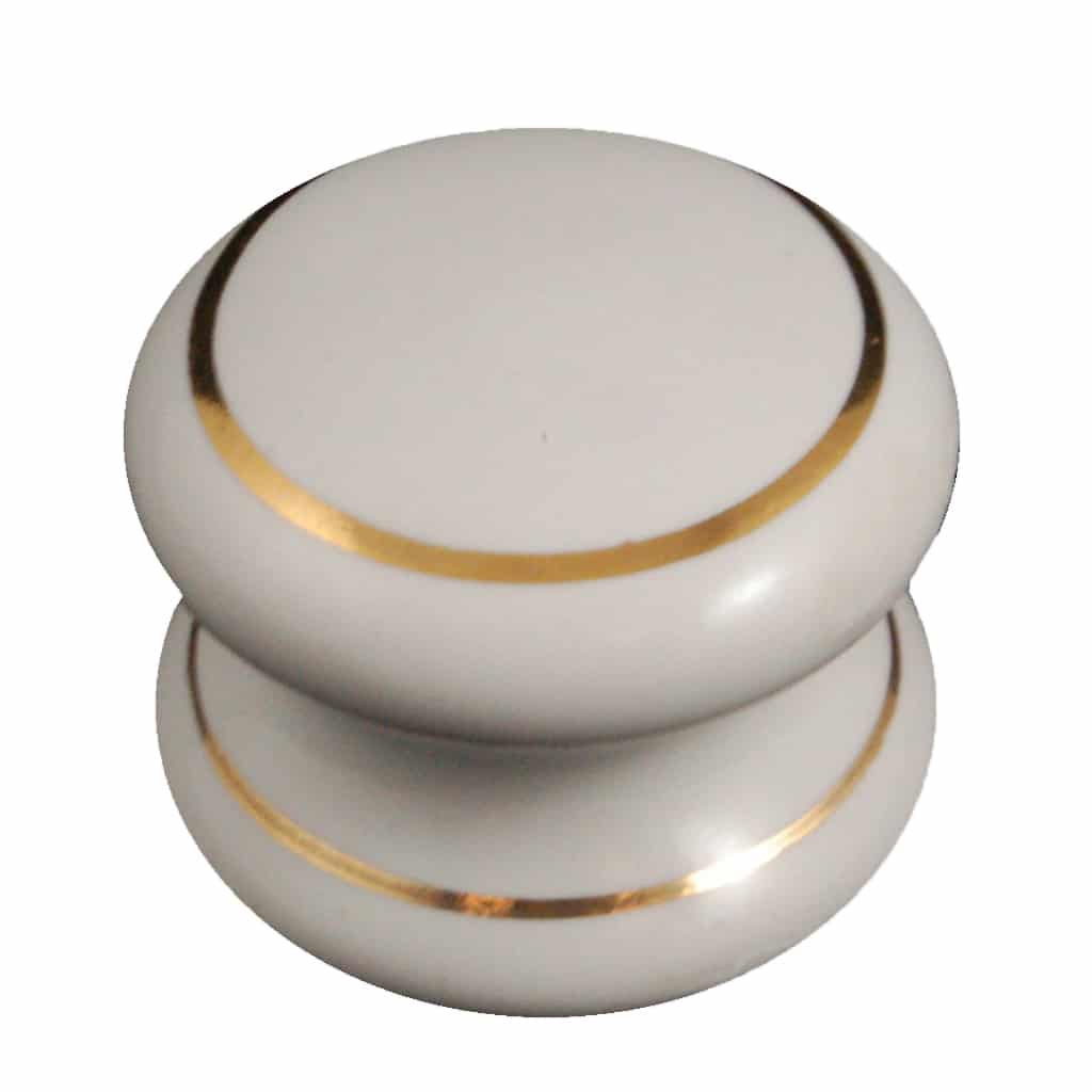 White Single Goldline Porcelain Victorian Cupboard Knob