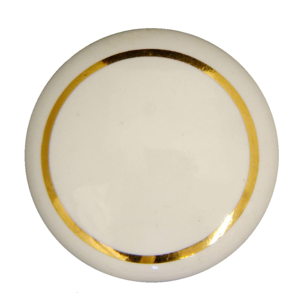 White Single Goldline Porcelain Victorian Cupboard Knob - Image 2