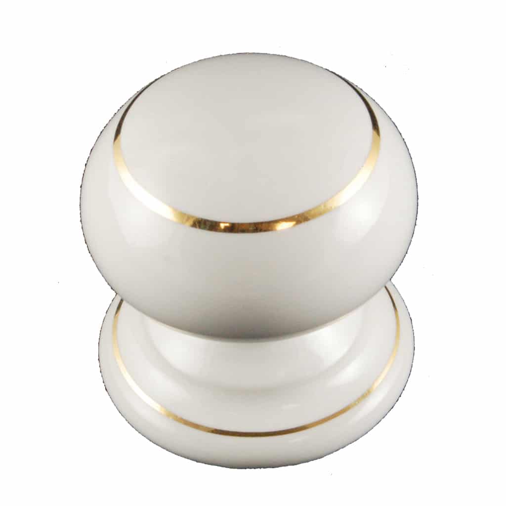 White Single Goldline One Piece Cupboard Knob