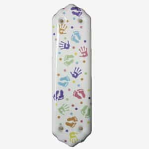 White Porcelain Finger Plate Handprints & Footprints Design
