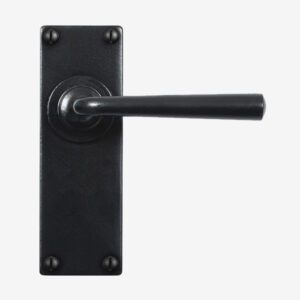 Matt Black Lever Door Handle on Backplate (Pair)
