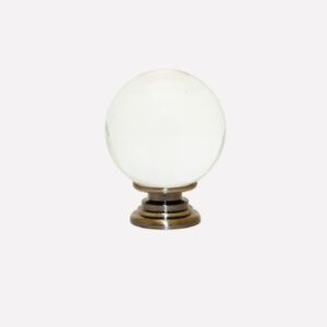 Clear Crystal Smooth Ball Shaped Cupboard Knob Antique Brass Base