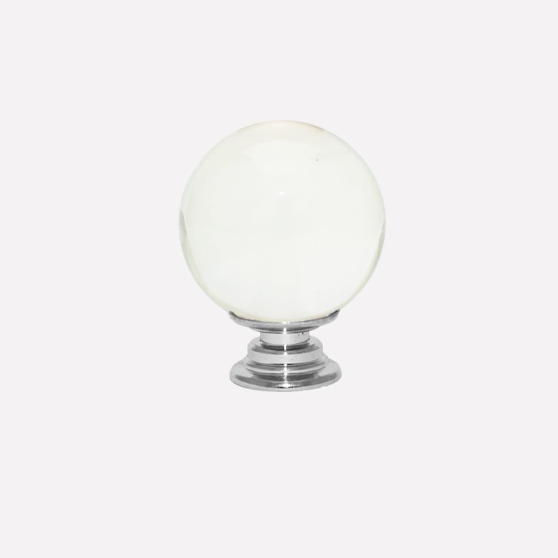 Ball Shaped Mortice Cupboard Knob – Glass, Polished Chrome/Satin Chrome/Polished Brass