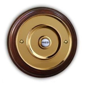 76mm Brass Door Bell on Mahogany Plinth