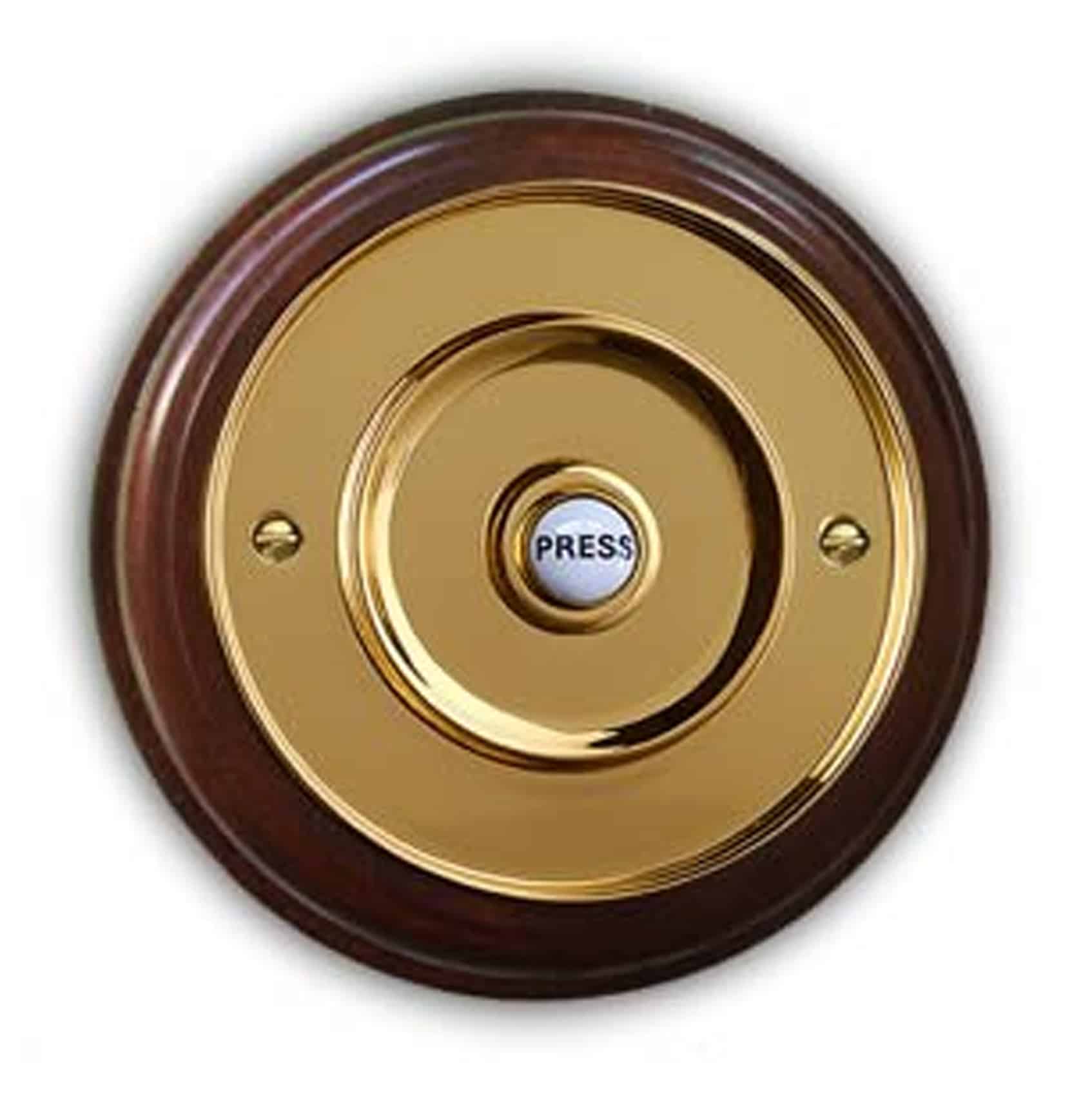 76mm Brass Door Bell on Mahogany Plinth