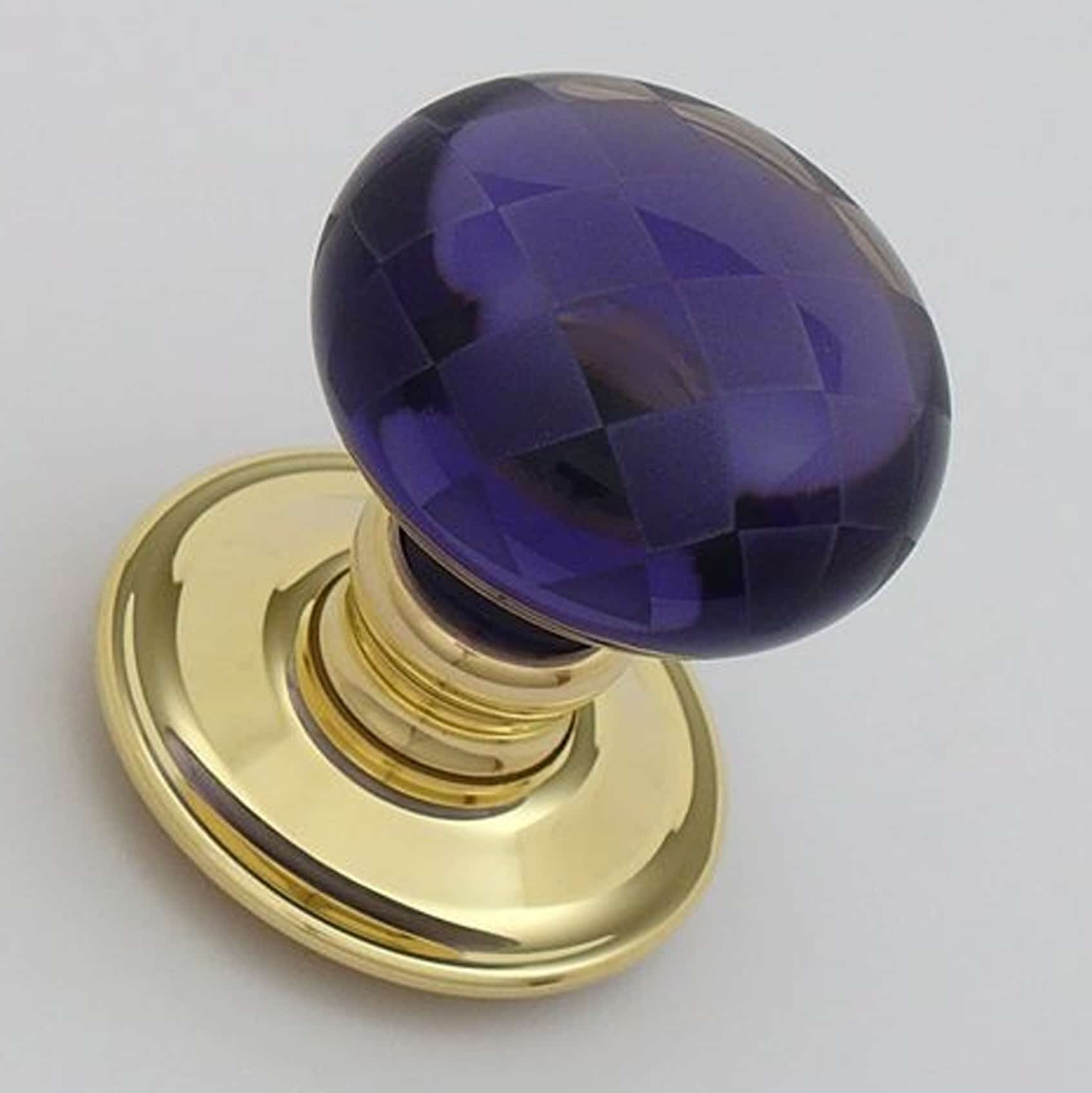 Amethyst Glass Chequerboard Door Knobs