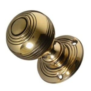 Georgian Reeded Brass Door Knobs