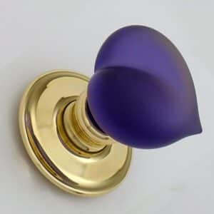 Pair Amethyst Glass Love Door Handles