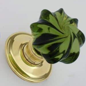 Peridot Green Glass Mortice Knobs