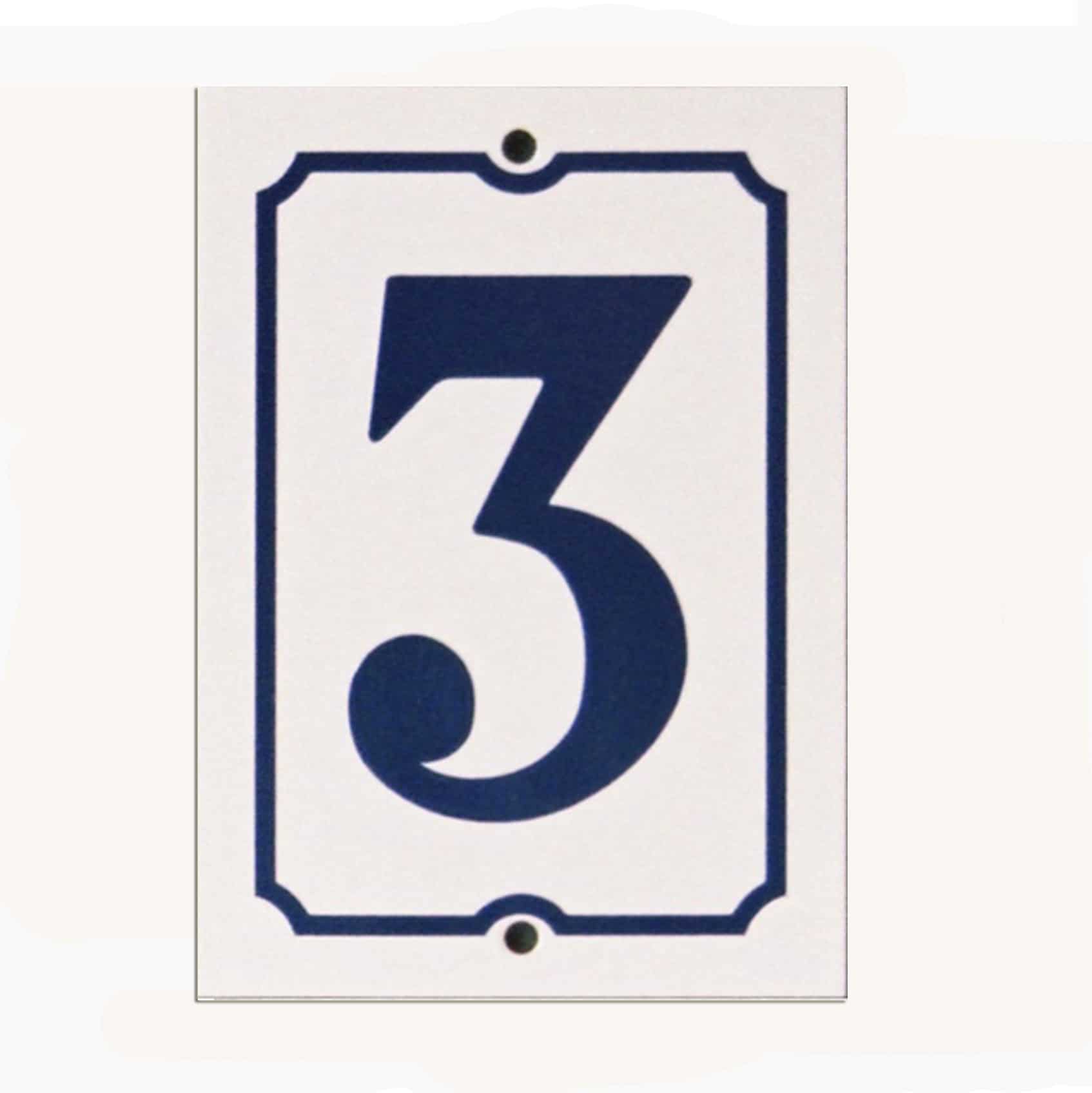 White & Blue Enamel House Number
