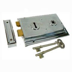 Satin Chrome Flanged Rimlock